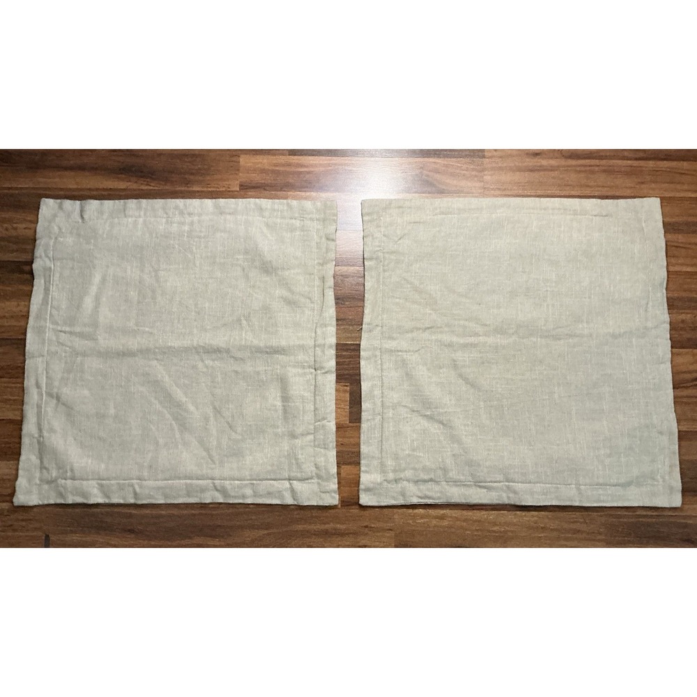 Pair Of NINA HOME Neutral Toned Textured Linen Blend EURO Pillow Shams 26" X 26"